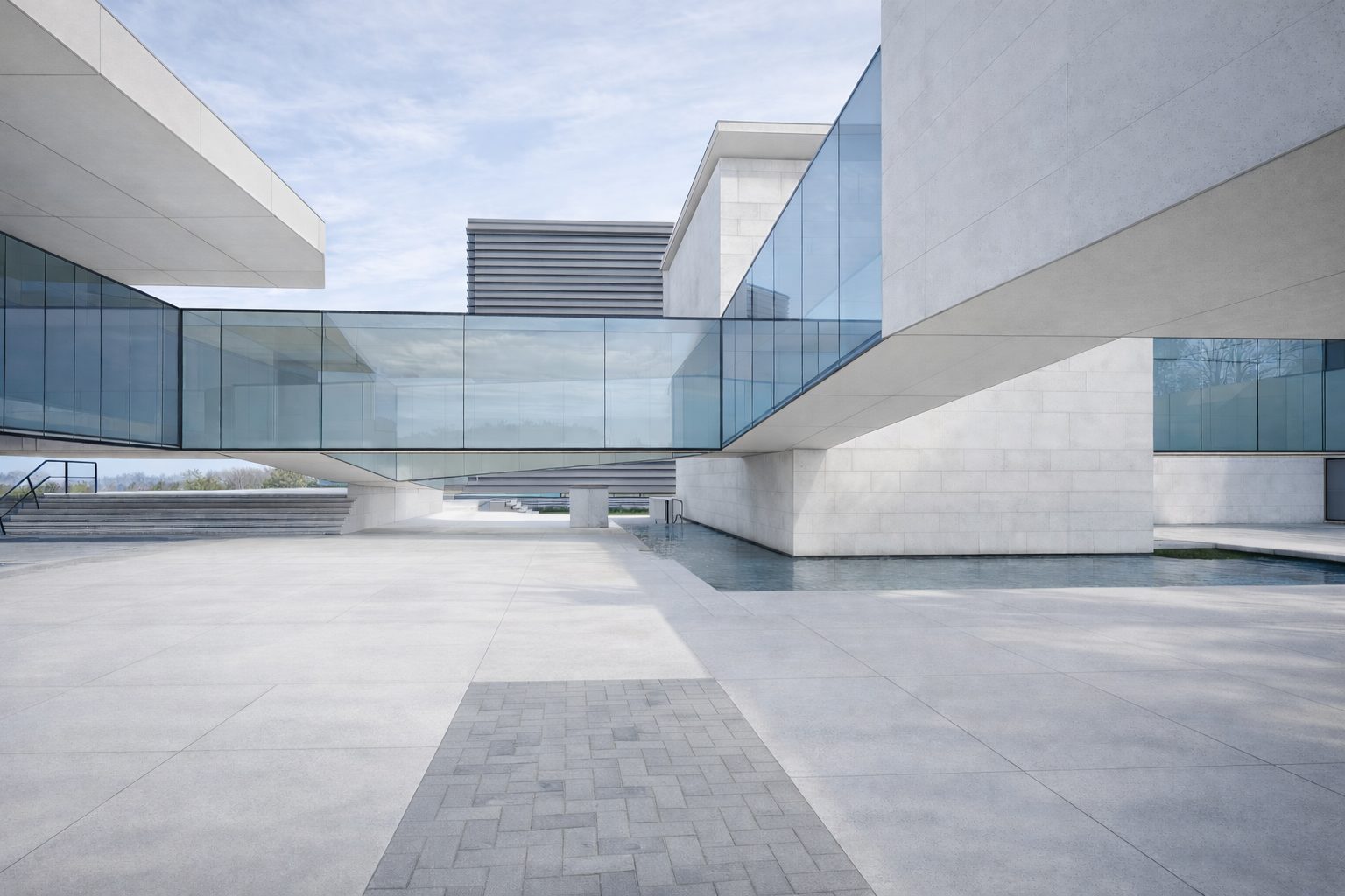Dianshan Lake Villas by FIXd Architecture, cantilevered white volumes over reflecting pools