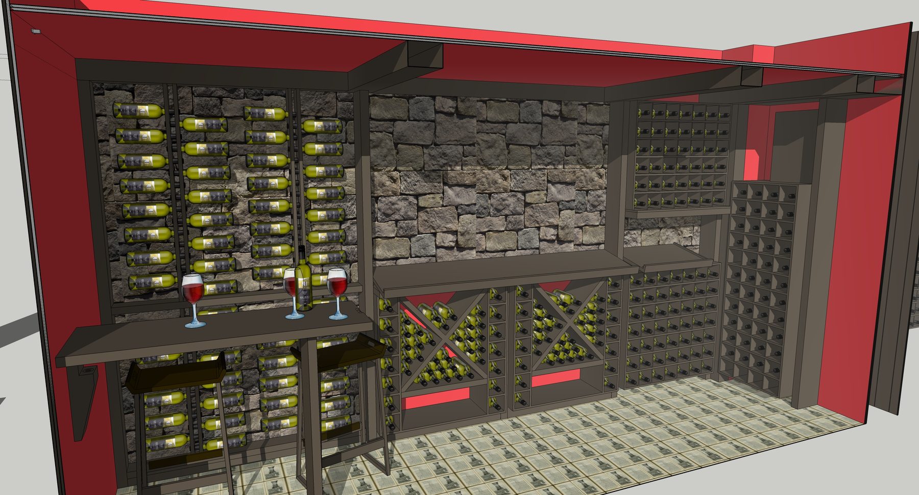 Wine cellar and folding table — Private residence