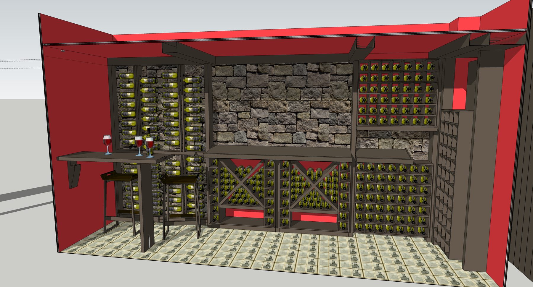 Wine cellar and folding table — Private residence