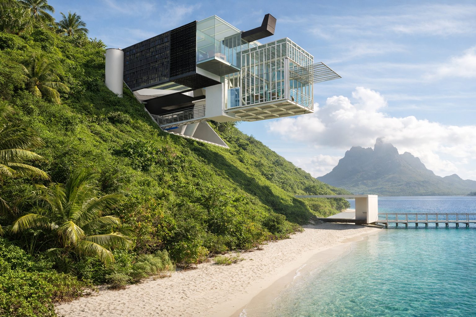 Mōtus House by FIXd Architecture, a transformable residence cantilevered over a tropical shoreline