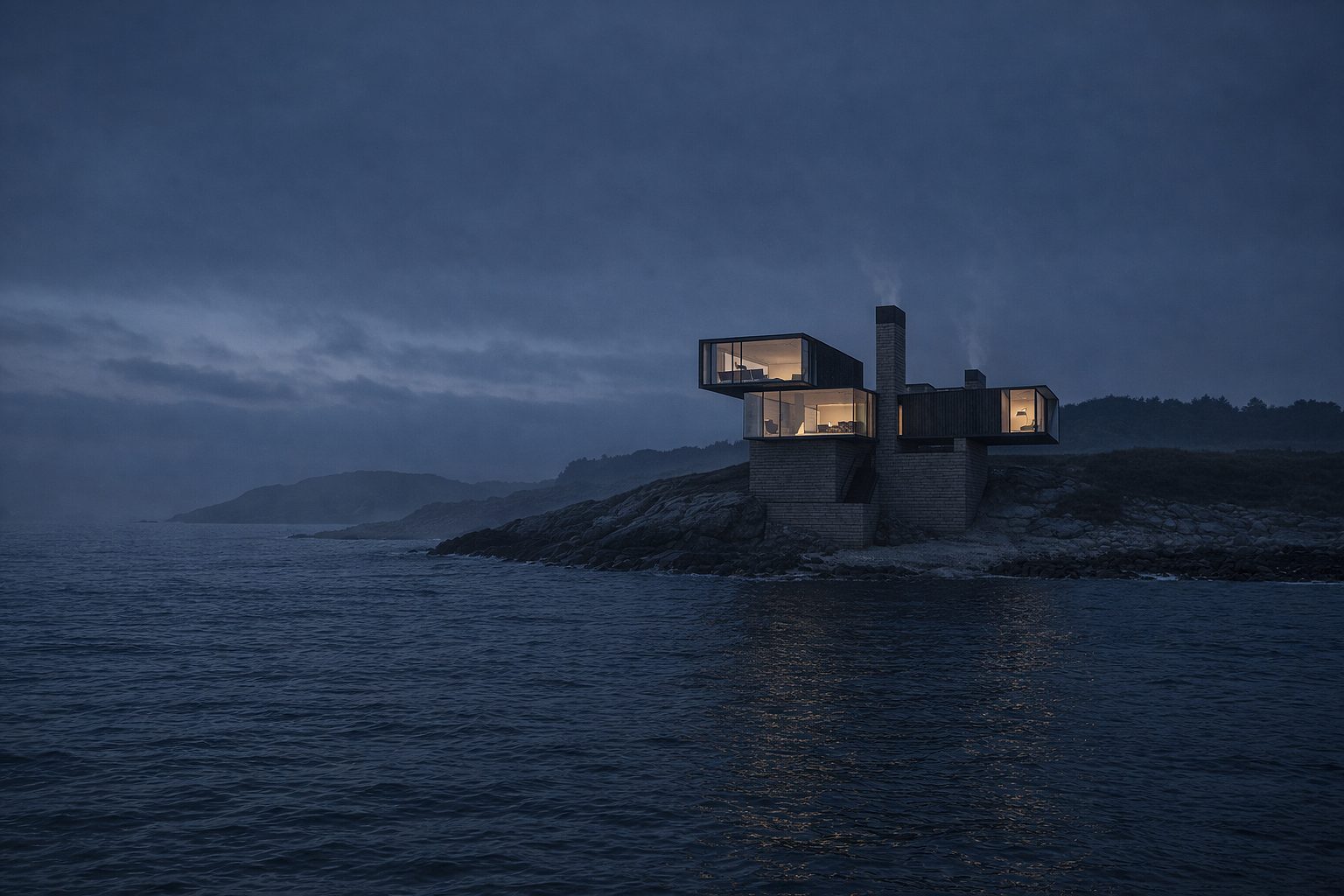 Wrap House, a cantilevered coastal residence by FIXd Architecture, seen from the shoreline